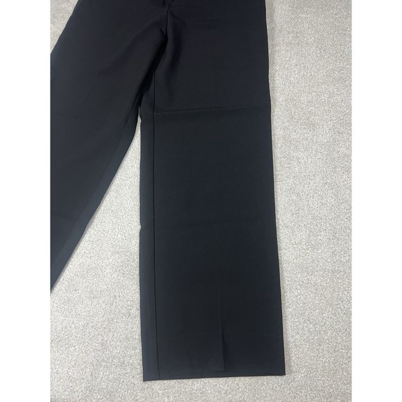 St John Caviar Diana Pants Womens Black Crepe High Rise Straight Trouser Size 12 - Picture 6 of 13